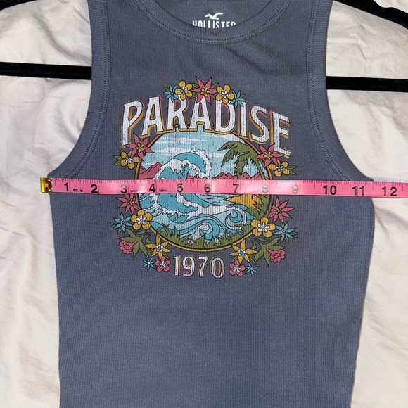 EUC Hollister Paradise 1970 Cropped Graphic Tank Top in Blue XXS - Picture 7 of 7